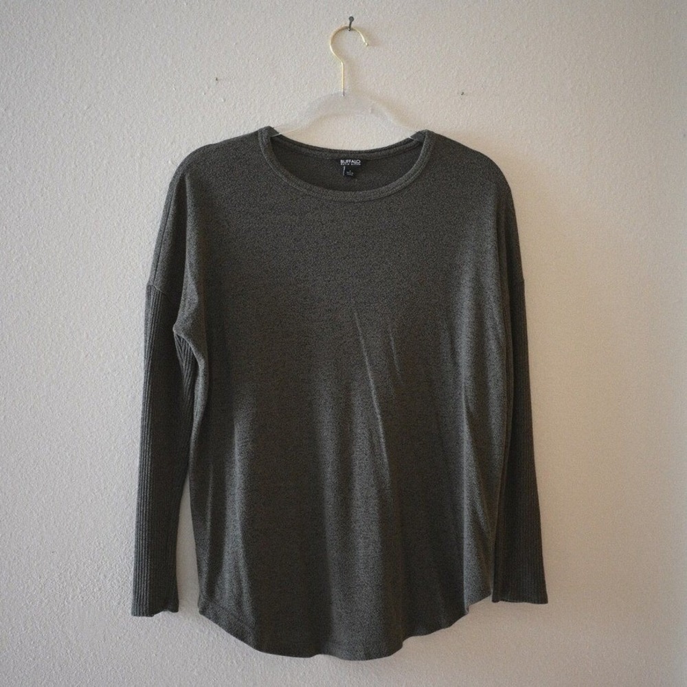 Buffalo David Bitton Womens Small Charcoal Heather Gray Long Sleeve Knit Top